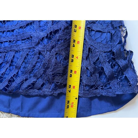 Lauren Ralph Lauren Blue Corded Lace Overlay Long Gown Dress Women's Size 10 - Picture 9 of 13